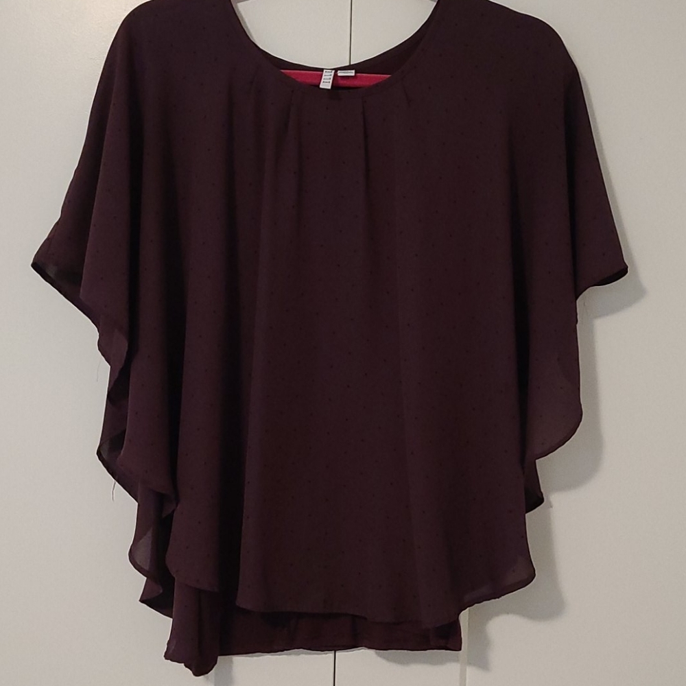 Short Sleeved Poncho Style Blouse